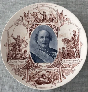 Antico piatto in ceramica - General Canrobert - Sarreguemines - Picture 1 of 4