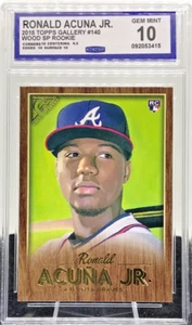 2018 Topps Gallery Ronald Acuna Jr Gem Mint 10 Wood Rookie RC Parallel #140 O21 - Picture 1 of 3