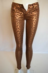 NEW Seven 7 For All Mankind THE SKINNY Metallic *Woman Jean SZ 26 CHEETAH BROWN - Picture 1 of 12