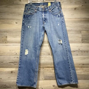 Vintage Y2K Hollister Mens Low Rise Boot Cut Button Fly Jeans 32x30 Distressed - Picture 1 of 10