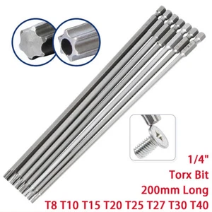 Torx Screwdriver Bit Hex Security Magnetic Head 200MM Extra Long Tamper Proof - Picture 1 of 21