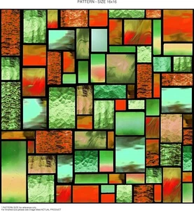 Window Pix 48" x 24" Autumn Stained Glass Geometric Pattern Vinyl Window Cling - Picture 1 of 5