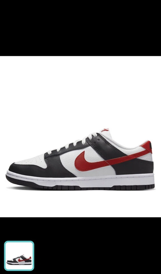 Nike dunk low panda red swoosh EUR 42.5 UK 8 US9 - Immagine 1 di 1