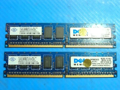 Dell Precision 370 NANYA 2GB 2x1GB 1Rx8 PC2-5300E Memory RAM NT1GT72U89D0BY-3C - Image 1 of 4