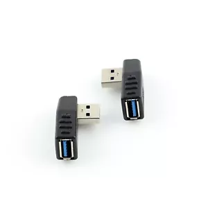 (Set of 2) USB 3.0 Turning Left & Right Angled Angle Male to Female Lead Adapter - Picture 1 of 4