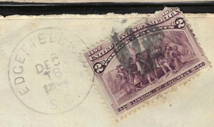 Sc #231 SC Grid Fancy Town Date Cancel 2 Cent Columbian 1893 US 65F63 - Picture 1 of 2