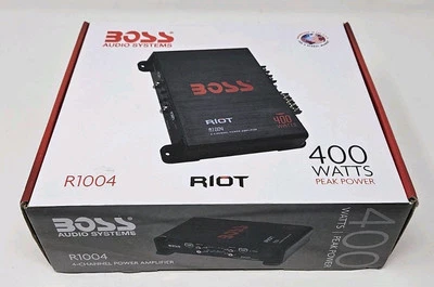 NEW BOSS Audio Systems RIOT R1004 400W Car 4 Channel Power Amplifier w/ WIRE KIT - Image 1 of 4