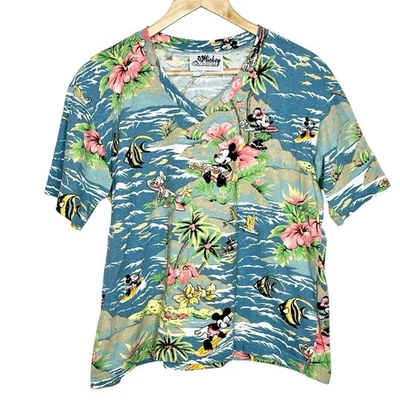 Camiseta Mickey By Jerry Leigh Vintage Estampado Hawaiano Para Hombres M Tropical Tiki Disney Foto 1 de 4