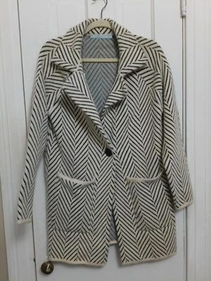 Michelle Nicole Chevron Abrigo Difuso M Chaqueta Suéter Cárdigan Abrigo Largo D3 Foto 1 de 4