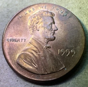 1999 Lincoln Memorial cent 1C penny US Mint error coin, Broad struck - Picture 1 of 3