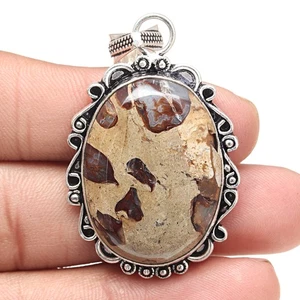 Pendant Rock Calsi Gemstone Valentine'Day Gift Silver Jewelry 2" - Picture 1 of 7