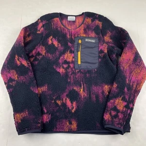 Columbia Sherpa Sweater Women's S Crew Neck Pullover Logo Chest Pocket Purple - Picture 1 of 9