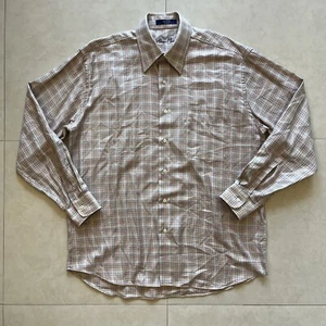 Alan Flusser Mens L Button Up Long Sleeve Multicolor Beige Orange Yellow Plaid - Picture 1 of 7