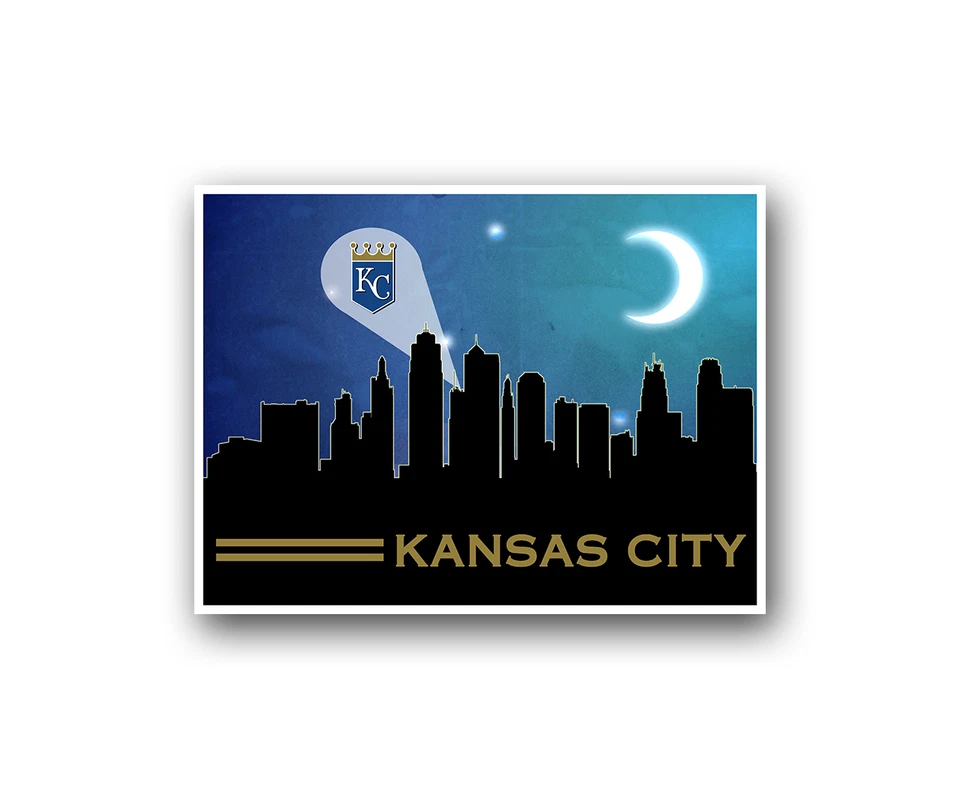 Kansas City KC Royals Poster City Skyline Art Print Man Cave Decor 12x16" - Image 1 of 1