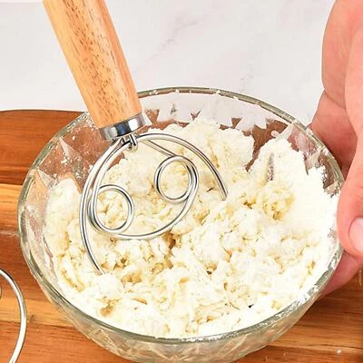 Frusta a mano danese per impastare il pane Frusta a 2 occhielli per pancake - Immagine 1 di 4