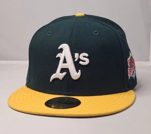 New Era Oakland A's Athletics 59Fifty Wool Fitted Sz 7-3/8 World Series Patch - Picture 1 of 7
