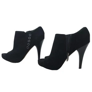 Via Spiga Black Leather suede Ankle Booties size 5.5M Women's open toe Highheels - Picture 1 of 8