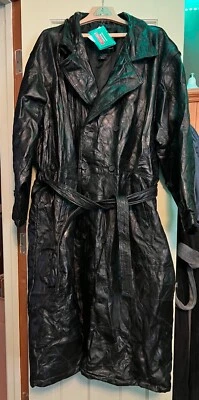 Giovanni Navarre черный кожаный плащ куртка Sz XXXL стиль GFTRXXXL новый 5с - Изображение 1 из 4