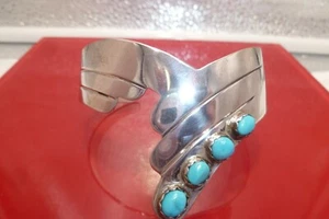 Bracelet By Alice Mc Shirley Sleeping Beauty Natural Turquoise Sterling Navajo - Picture 1 of 11