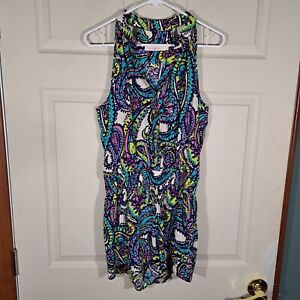 Alice & Trixie 100% Silk Romper Size XS Blue Green White Pink Floral Sleeveless