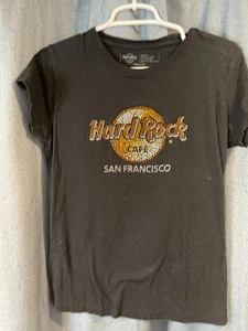 Hard Rock Cafe Women's Fit Black Top Size Medium Cotton - Picture 1 of 4