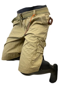 Mens WEAR FIRST CARGO SHORTS KHAKI LAVA WASH MMA 30 32 34 36 38 40 BLACK LABEL - Picture 1 of 11