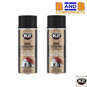 BLACK CALIPER PAINT SPRAY x 2 K2 PRO HIGH GLOSS HEAT RESISTANT 400ML A3010 - Picture 1 of 11