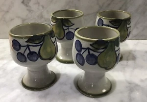 4) John B Taylor Kentucky Stoneware Wine Goblets Pair & Blue Berry - Picture 1 of 4
