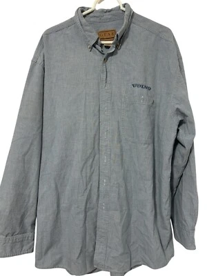 gear for sports mens XL Blue Check Volvo Embroidered Logo Button Down Shirt - Image 1 of 4