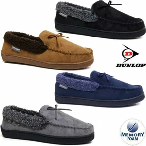 MENS FAUX SUEDE MOCCASIN SHEEPSKIN SLIPPERS LOAFERS WARM LINED SHOES SIZES 7-13 - Picture 1 of 35