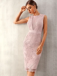 Venus Blush Guipure Lace & Mesh Bandage Dress Sz XL NWT Wedding Guest, Mob Wife - Picture 1 of 14
