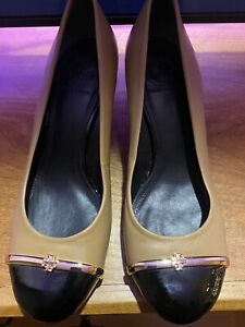 New Tory Burch Two-tone Tan and Black Wedge shoes size 7