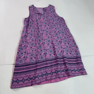 J Jill Love Linen Dress Womens Large Purple Paisley Sleeveless Shift - Picture 1 of 8