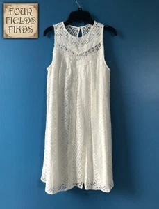 Dress Romantic Sleeveless Cottagecore Off White Cotton, Lace Sundress Lined S - Picture 1 of 14