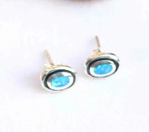 6.00 Ct Opal Gemstone Stud earrings solid 925 Sterling Silver Jewelry - Picture 1 of 3