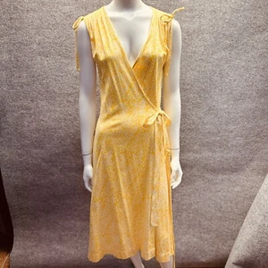Abito vintage Diane von Furstenberg DVF da donna fascia gialla avvolgente spalla RCA - Foto 1 di 11