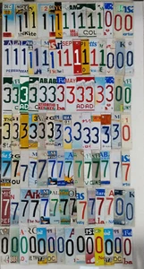 Lotto 100 numeri targa ritagliati 1,3,7,0 per progetti artigianali - Foto 1 di 1