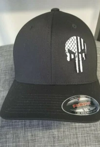 SKULL FLEXFIT BLACK SUMMER TIME COTTON BLEND CUSTOM EMBROIDERED ON FRONT - Bild 1 von 4