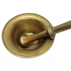 vintage solid brass mortar and pestle heavy apothecary pharmacy tool - Picture 1 of 9