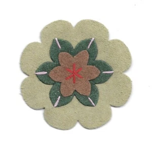 Parche de flores verde boho de cuero sintético gamuza hierro cortado a coser - Imagen 1 de 1