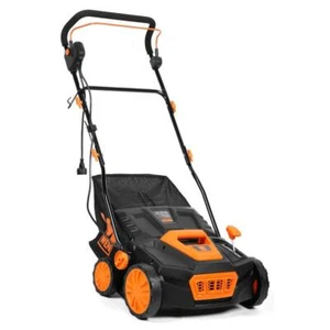 Electric Lawn Dethatcher Rake Corded Walk Behind Heavy Duty Scarifier 15in 13AMP - Picture 1 of 10