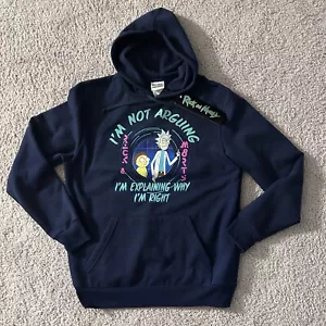 NWT Rick And Morty Graphic Pullover Hoodie Men’s Small Navy Blue Adult Swim - Picture 1 of 5
