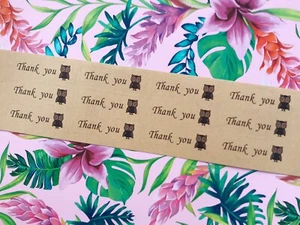 36x Thank You Owl Kraft Paper Seal Stickers Favour Box Invitation Wedding Gift - Picture 1 of 3