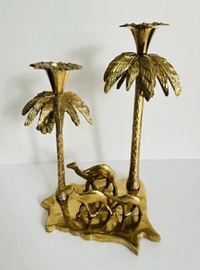 Candelabro doble de latón para camello y palmeras - Imagen 1 de 8