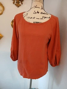 Small Loft Outlet Damen Burnt Orange Leinenmischung Bluse Top Boho Bauernstil  - Bild 1 von 6