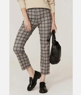 Sanctuary Carnaby Kick Crop Pants Large Plaid Tan Black Red Pull On - Image 1 of 4