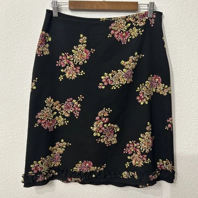 Vintage 90s Y2K The Limited Skirt Midi Sz 10 Black Floral Fairycore Whimsigoth - Image 1 of 4
