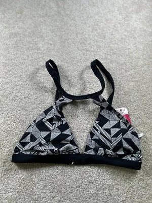 Top de bikini triángulo blanco negro Hula Honey para mujer talla M nailon Foto 1 de 4