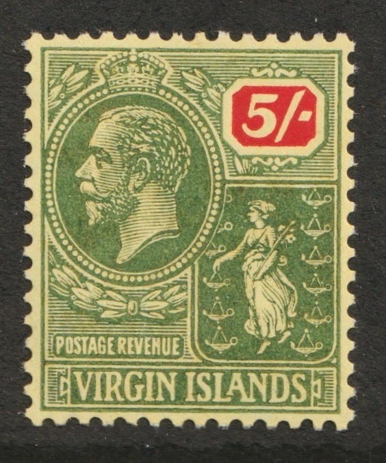 1923 Virgin Islands Sc# 66 - Five Shilling, KGV - MH stamp Cv$25.00 - Image 1 of 1