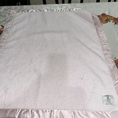 Little Giraffe Light Pink Chenille Baby Blanket Lovey Satin Trim Security - Image 1 of 4